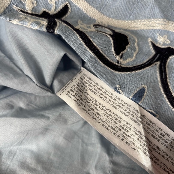 Mango Embroidered Halter Linen Blend Cutout Mini Dress Blue 6 - Picture 9 of 11